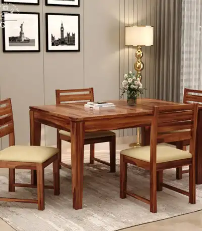 Advin Folding Dining Table Set 4 Seater with comfortable backrest and plush seat