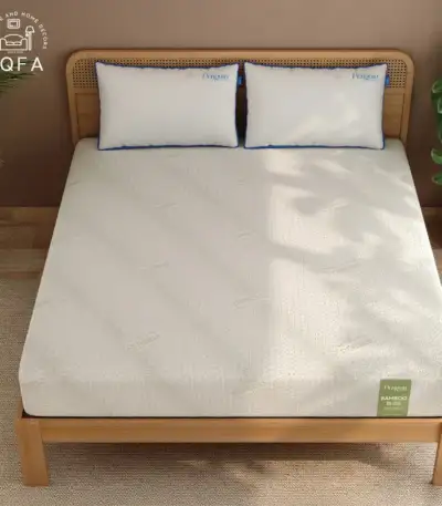 Bamboo Bliss latex mattress featuring a breathable bamboo-infused fabric cover in a modern bedroom setting.