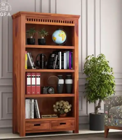 Cagney Sheesham Wood Ladder Book Shelf in Honey Finish by IQFA Furniture