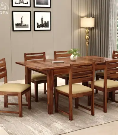 Advin 6 Seater Extendable Dining Set in Walnut Finish by IQFA Furniture